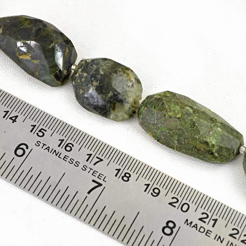 gemsmore:Natural Green Phrenite Faceted Beads Strand