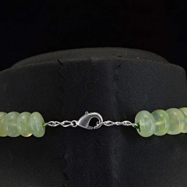 gemsmore:Natural Green Phrenite Necklace Unheated 20 Inches Long Round Shape Beads