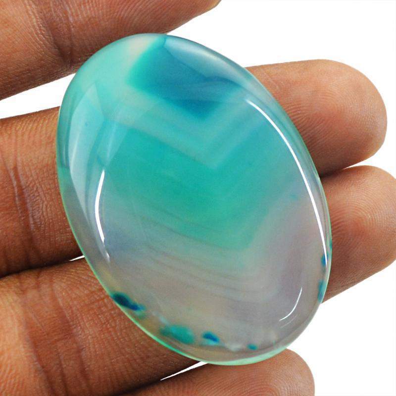 gemsmore:Natural Green Striped Onyx Oval Shape Gemstone