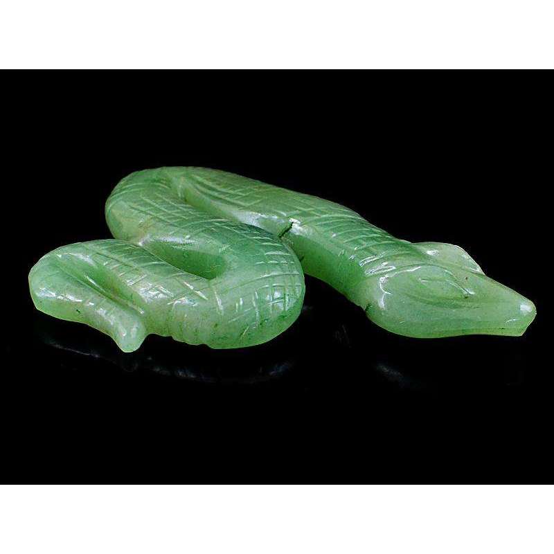 gemsmore:Natural Hand Carved Green Aventurine Snake