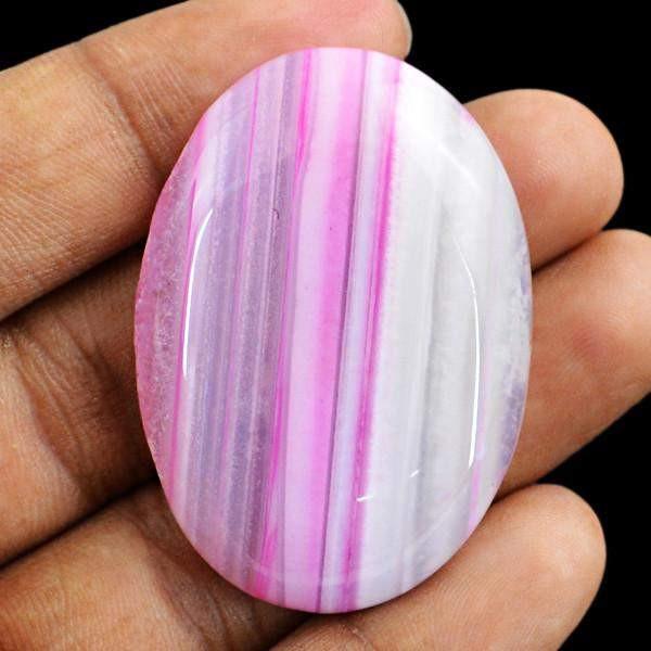 gemsmore:Natural Healing Palm Oval Shape Striped Onyx Untreated Gemstone