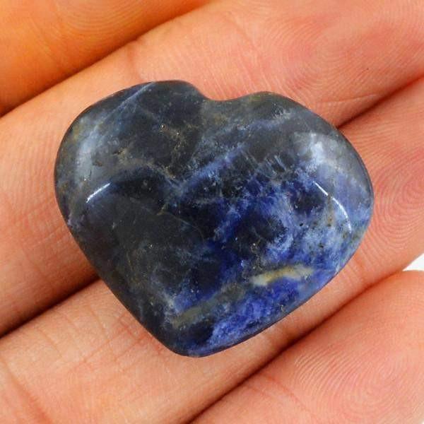 gemsmore:Natural Heart Shape Blue Sodolite Gemstone