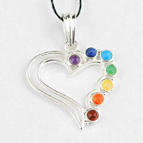 gemsmore:Natural Heart Shape Seven Chakra Healing Pendant
