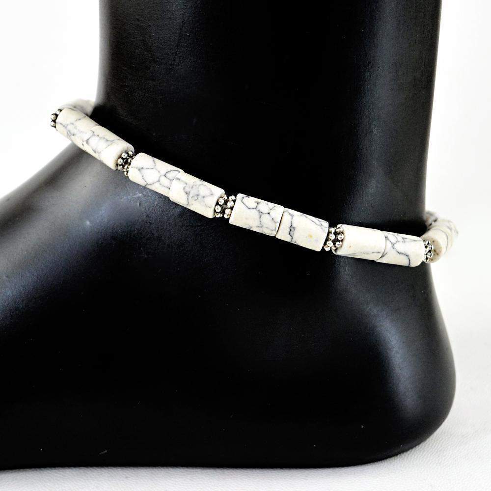 gemsmore:Natural Howlite Beads Anklet