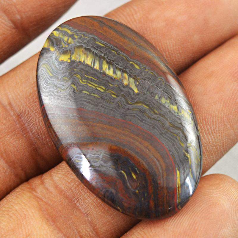 gemsmore:Natural Iron Tiger Eye Oval Shape Loose Gemstone