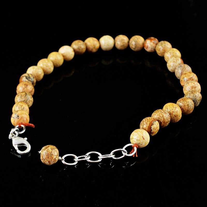 gemsmore:Natural Jasper Bracelet Untreated Round Shape Beads
