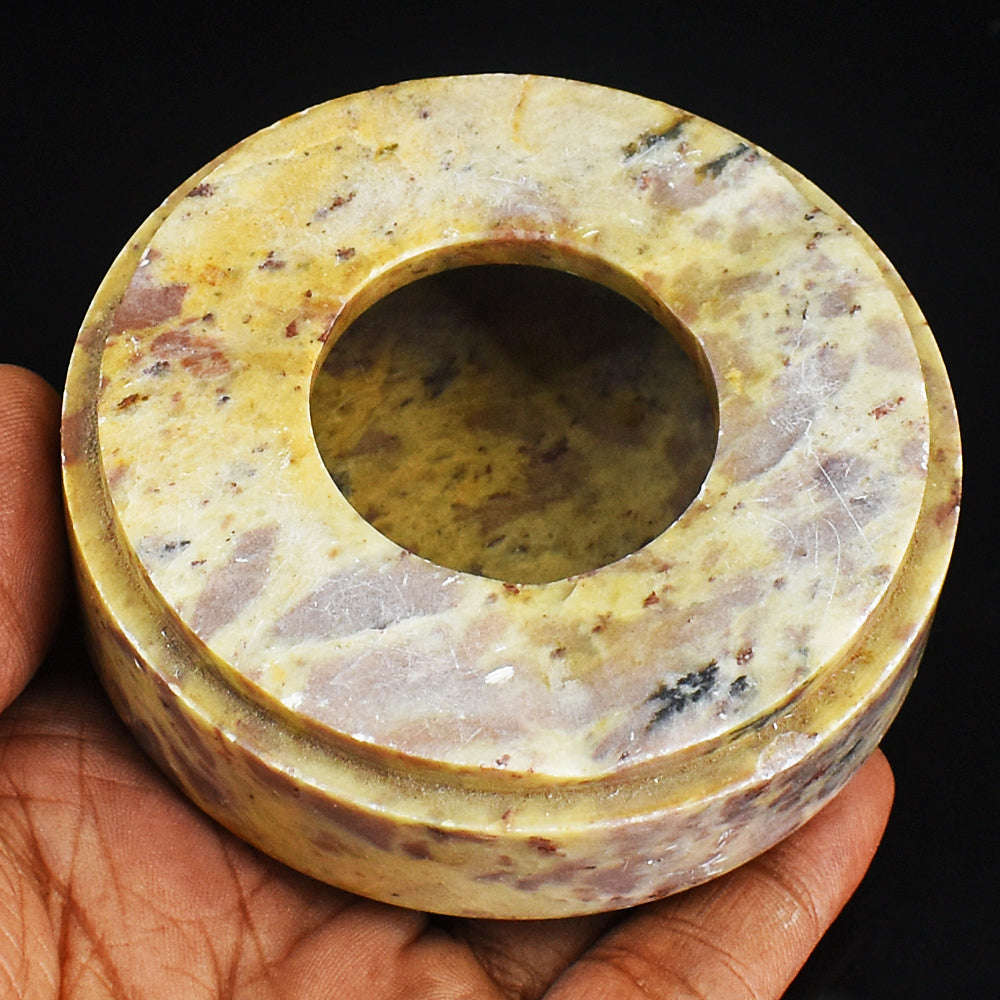 gemsmore:Natural Jasper Hand Carved Genuine Crystal Gemstone Carving Ash Trey