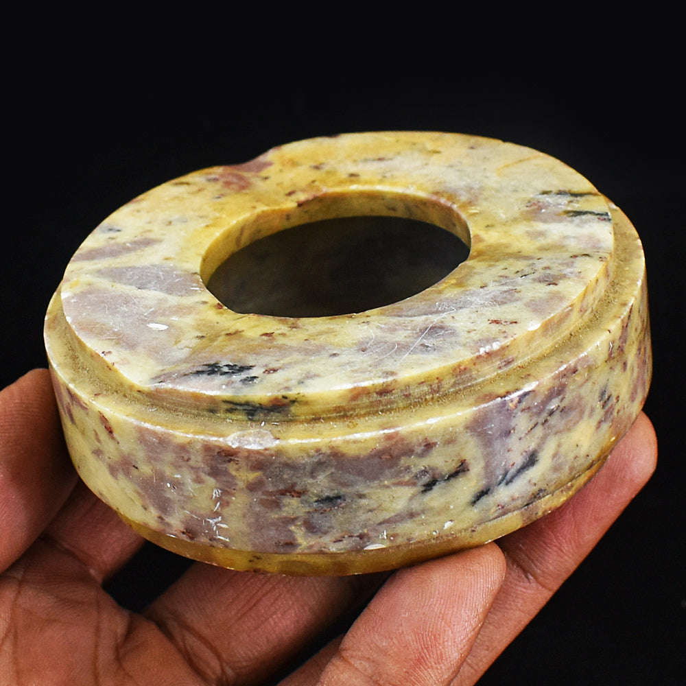 gemsmore:Natural Jasper Hand Carved Genuine Crystal Gemstone Carving Ash Trey