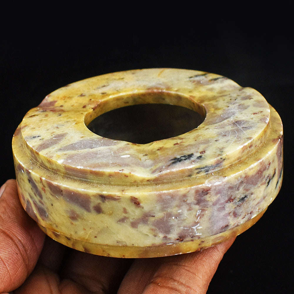 gemsmore:Natural Jasper Hand Carved Genuine Crystal Gemstone Carving Ash Trey