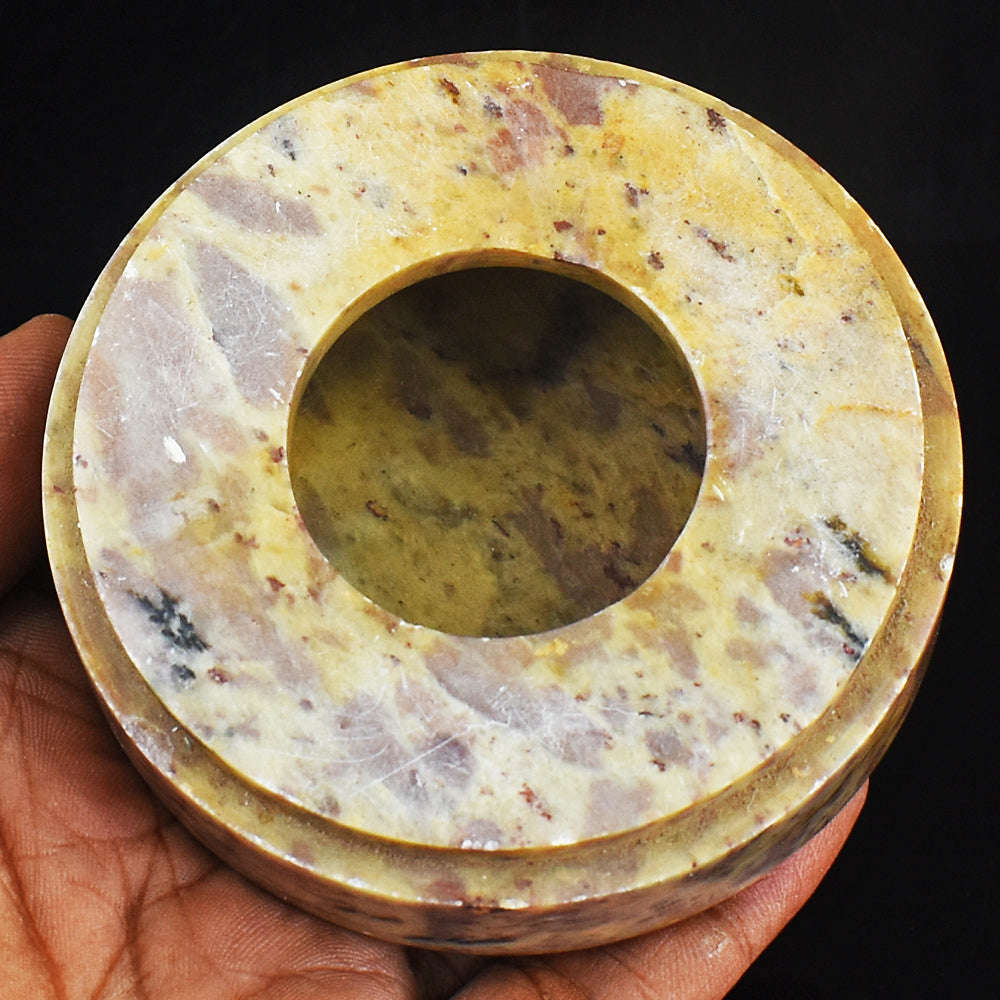 gemsmore:Natural Jasper Hand Carved Genuine Crystal Gemstone Carving Ash Trey