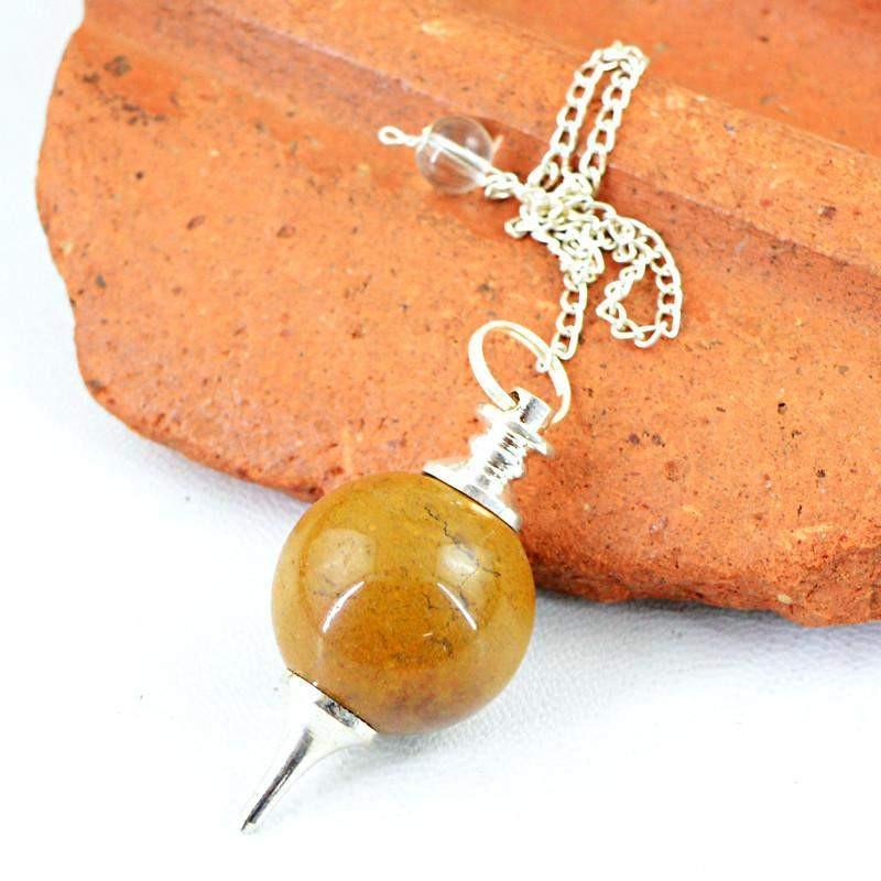 gemsmore:Natural Jasper Healing Ball Point Pendulum