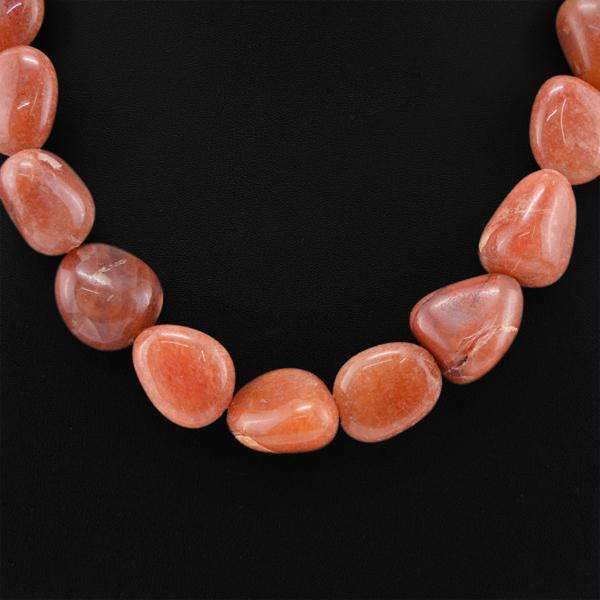 gemsmore:Natural Jasper Necklace Single Strand Untreated Beads