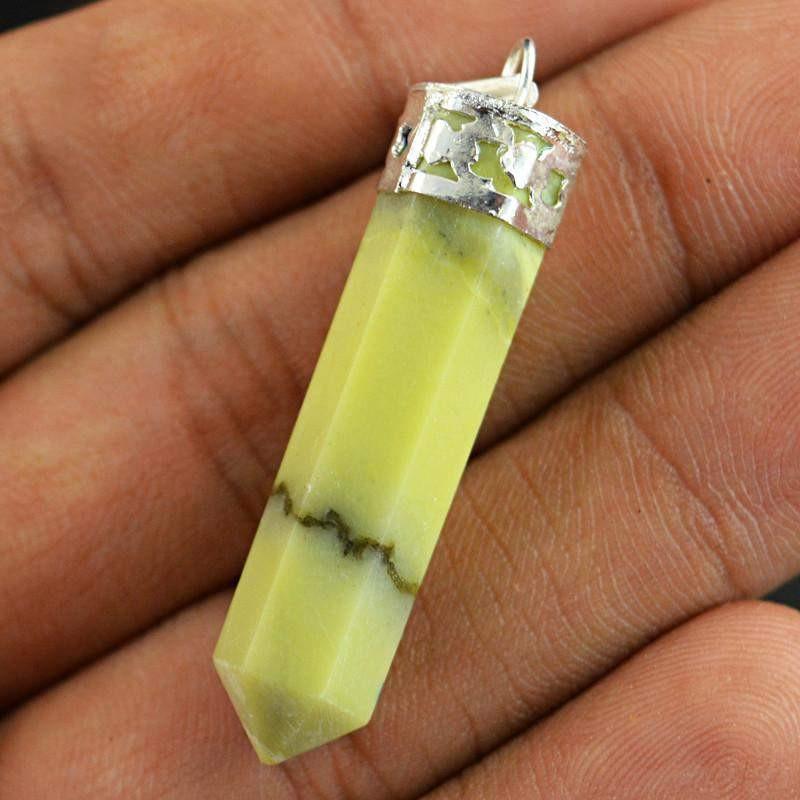 gemsmore:Natural Jasper Untreated Meditation Healing Point Pendant