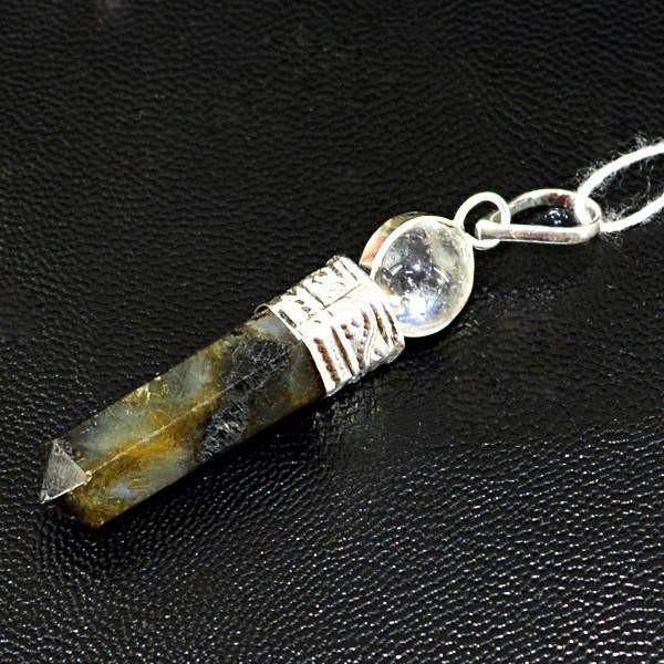 gemsmore:Natural Labradorite Crystal Healing Ball Point Pendant