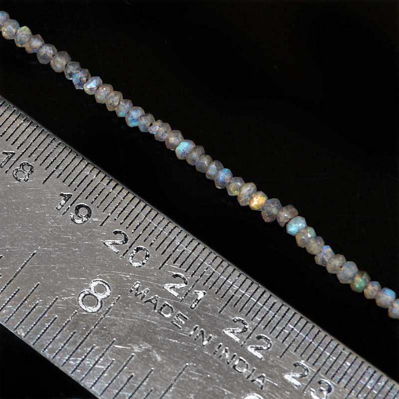 gemsmore:Natural Labradorite Faceted Beads Strand