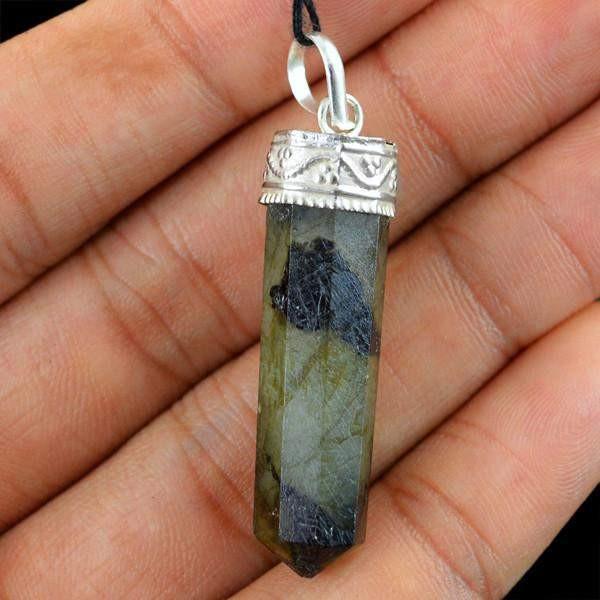 gemsmore:Natural Labradorite Healing Point Pendant