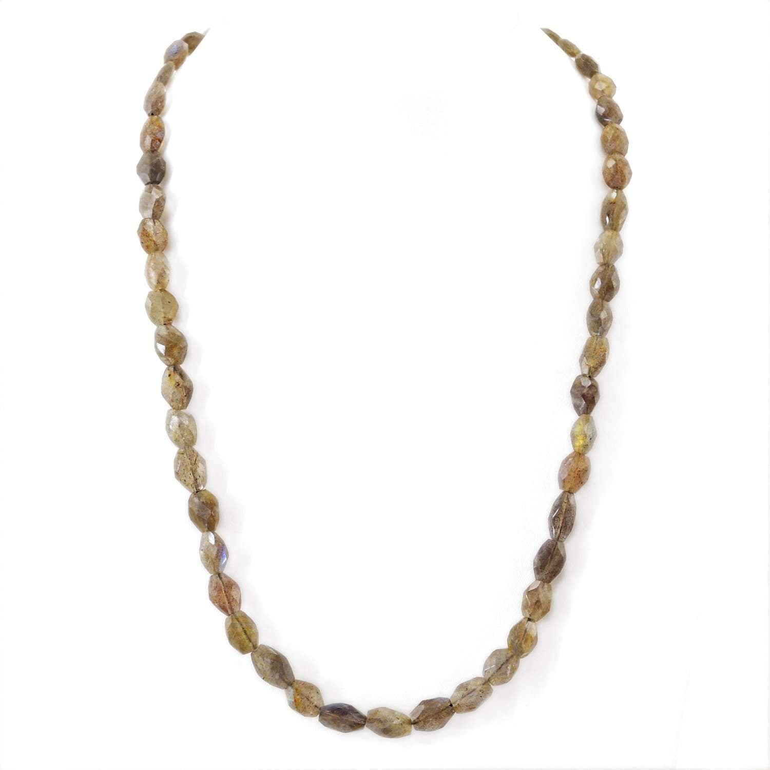 gemsmore:Natural Labradorite Necklace Untreated Faceted Beads