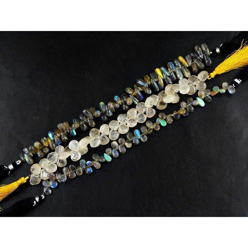 gemsmore:Natural Labradorite & Rutile Quartz Beads Strands