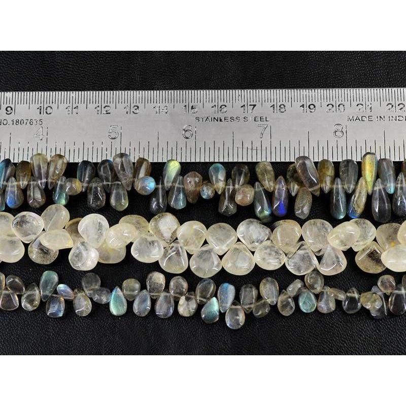 gemsmore:Natural Labradorite & Rutile Quartz Beads Strands