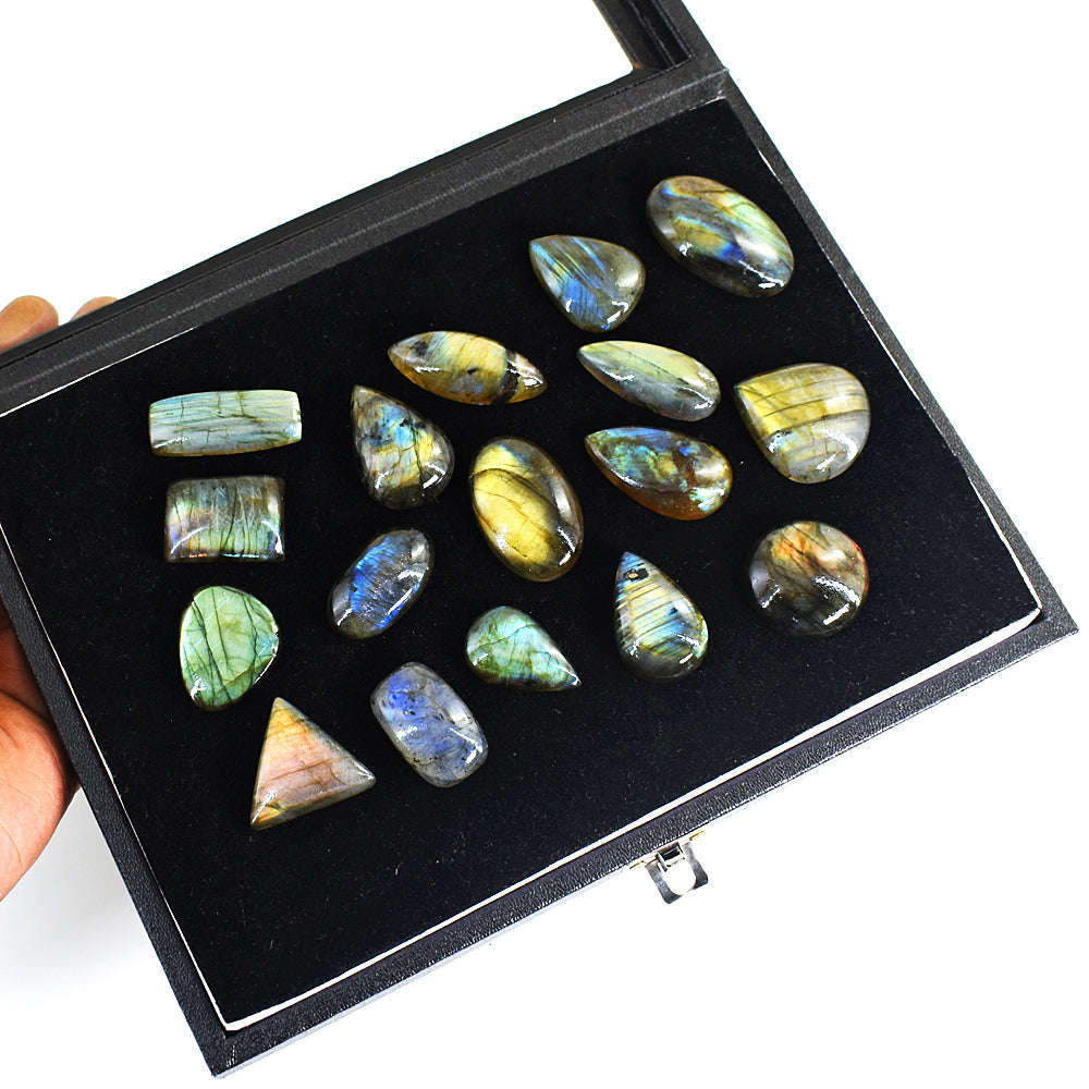 gemsmore:Natural Labradorite Untreated Gemstone Cabochon Lot