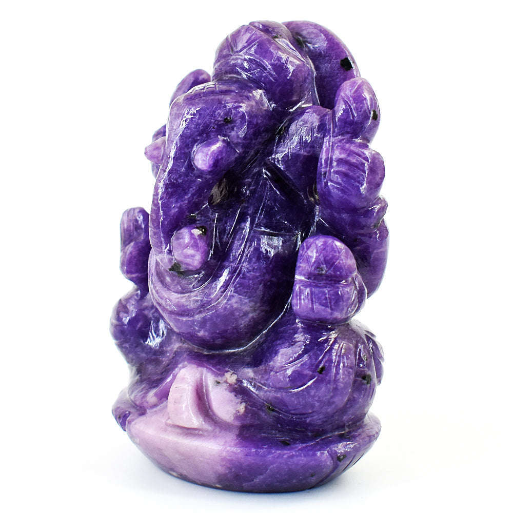 gemsmore:Natural Lepidolite Hand Carved Genuine Crystal Gemstone Carving Lord Ganesha