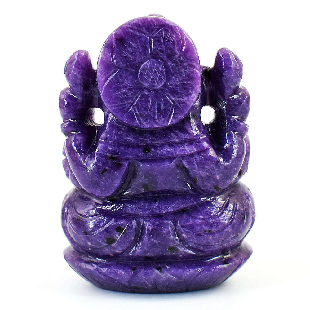 gemsmore:Natural Lepidolite Hand Carved Genuine Crystal Gemstone Carving Lord Ganesha