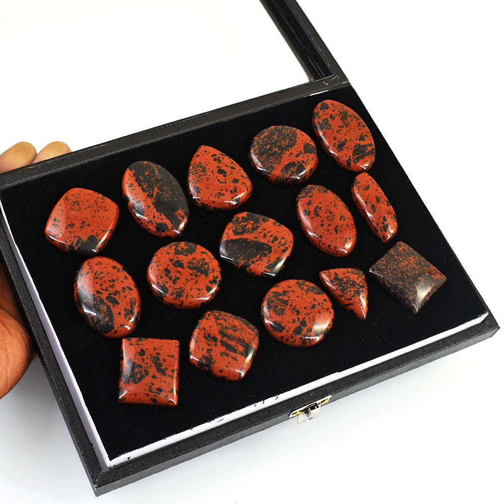 gemsmore:Natural Mahogany Jasper  Untreated Gemstone Cabochon Lot