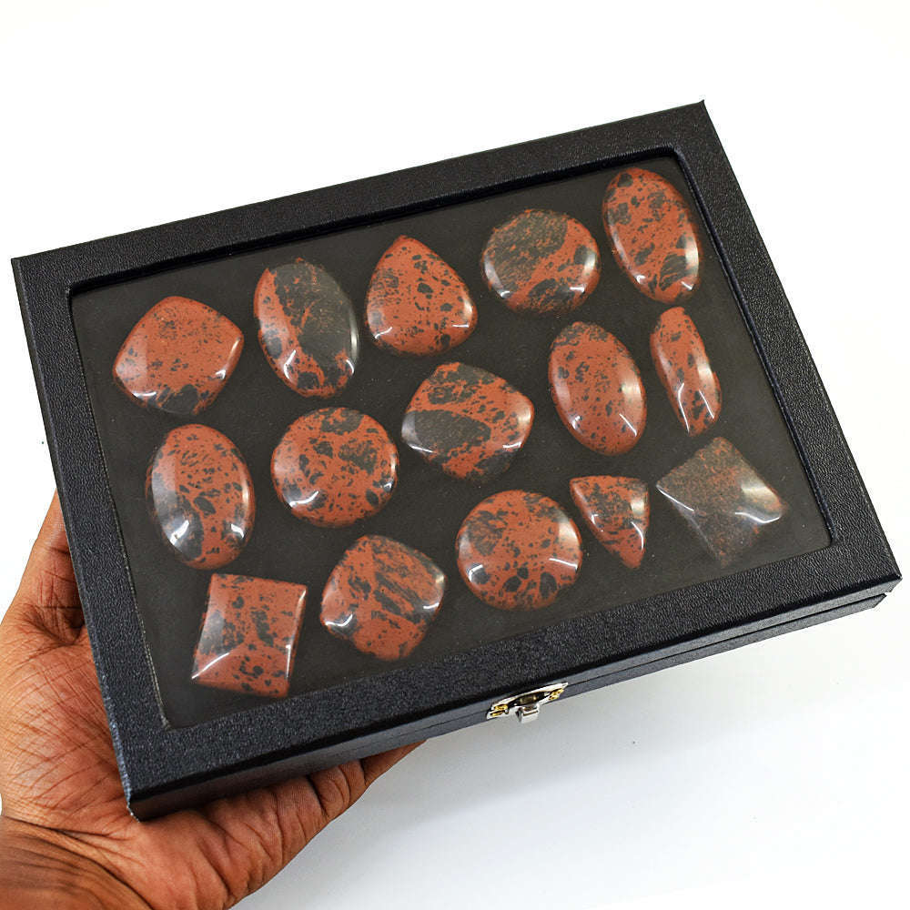 gemsmore:Natural Mahogany Jasper  Untreated Gemstone Cabochon Lot