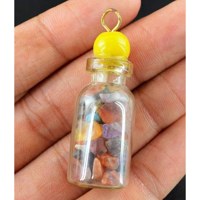 gemsmore:Natural Mix Gem Reiki Healing Bottle Pendant
