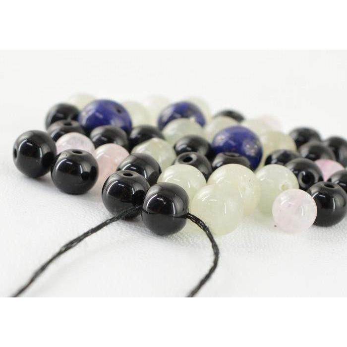 gemsmore:Natural Mix Gemstone Drilled Round Beads Lot