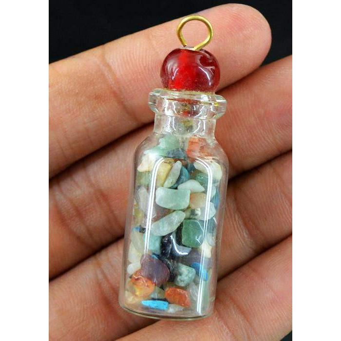 gemsmore:Natural Mix Gemstone Healing Bottle Pendant