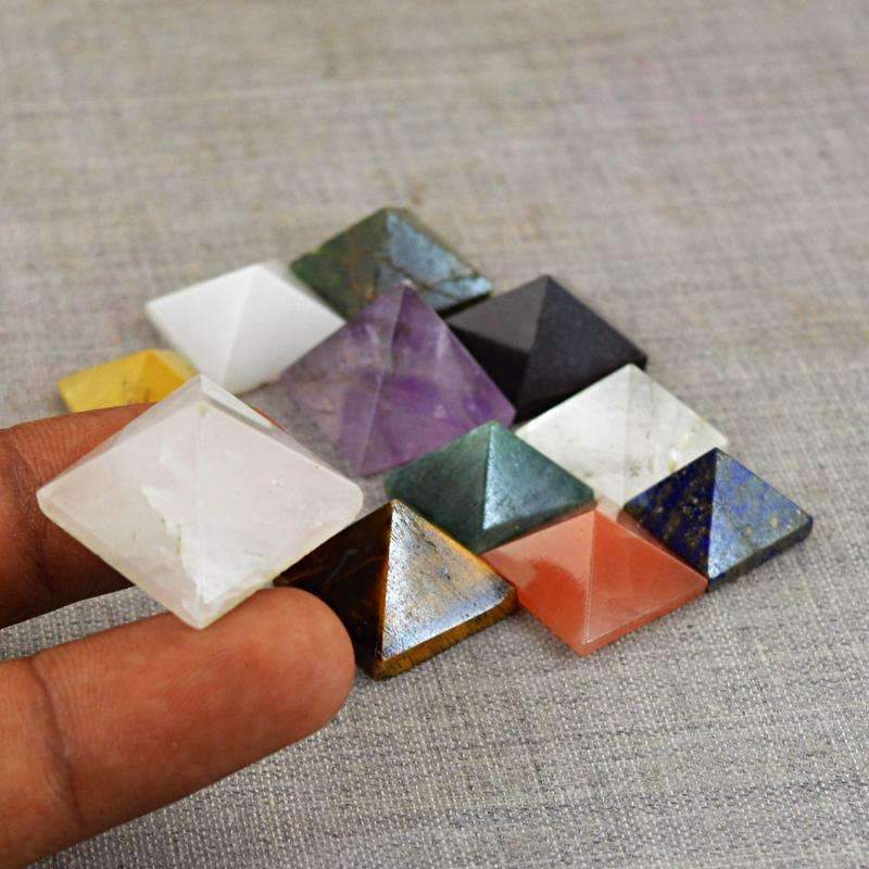 gemsmore:Natural Mix Gemstone Healing Pyramid Lot