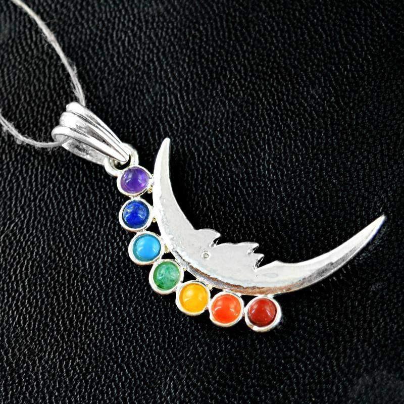 gemsmore:Natural Moon Seven Chakra Healing Pendant