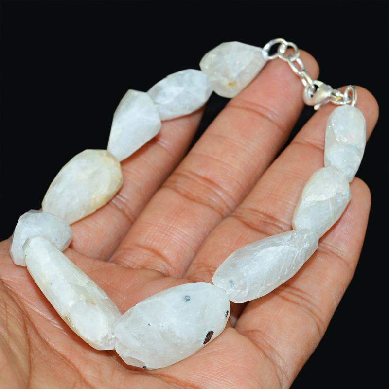 gemsmore:Natural Moonstone Bracelet Faceted Beads