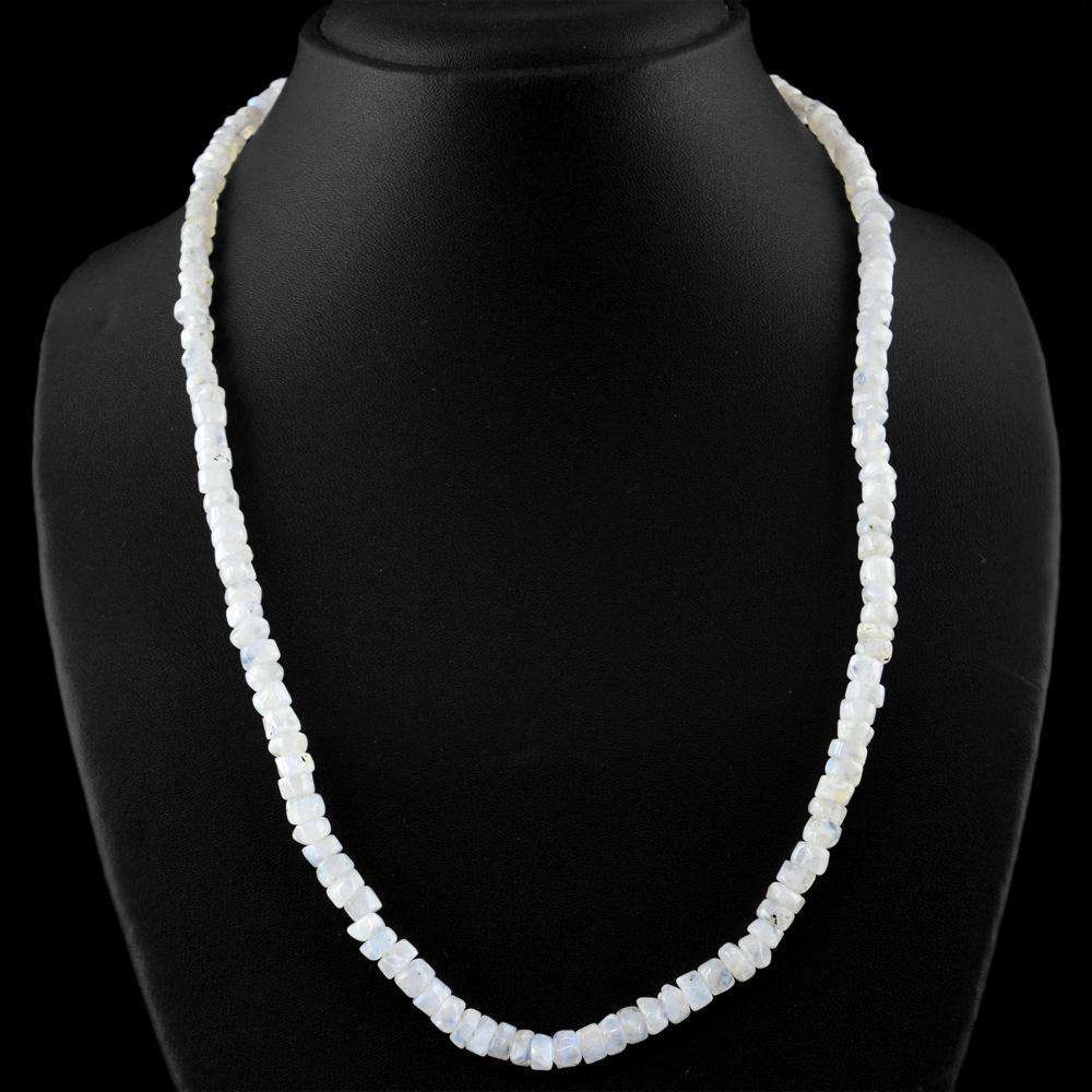 gemsmore:Natural Moonstone Necklace - 20 Inches Long Untreated Beads