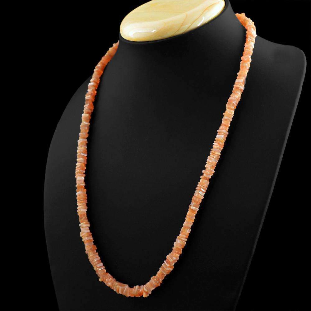 gemsmore:Natural Moonstone Necklace 20 Inches Long Single Strand Untreated Beads