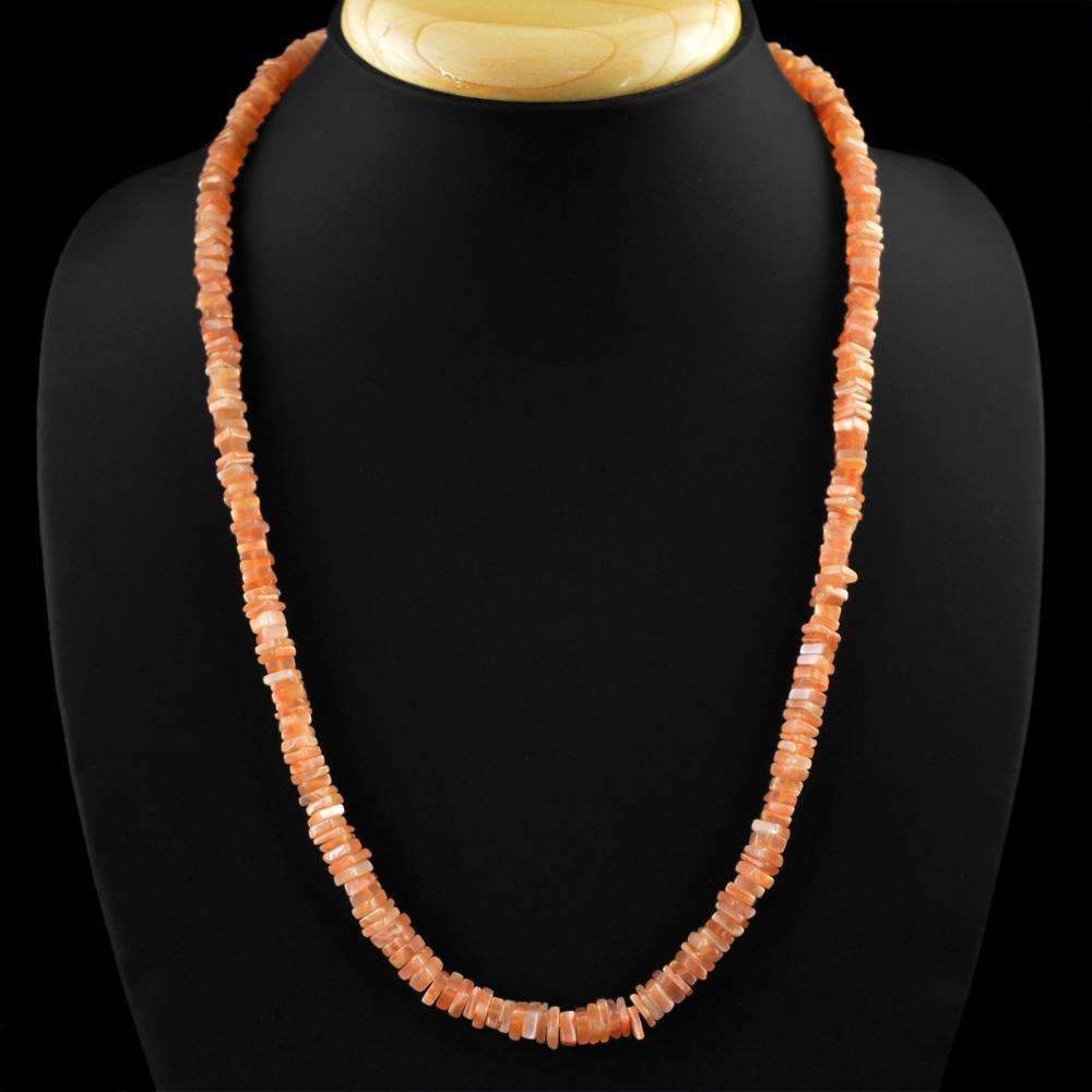 gemsmore:Natural Moonstone Necklace 20 Inches Long Single Strand Untreated Beads
