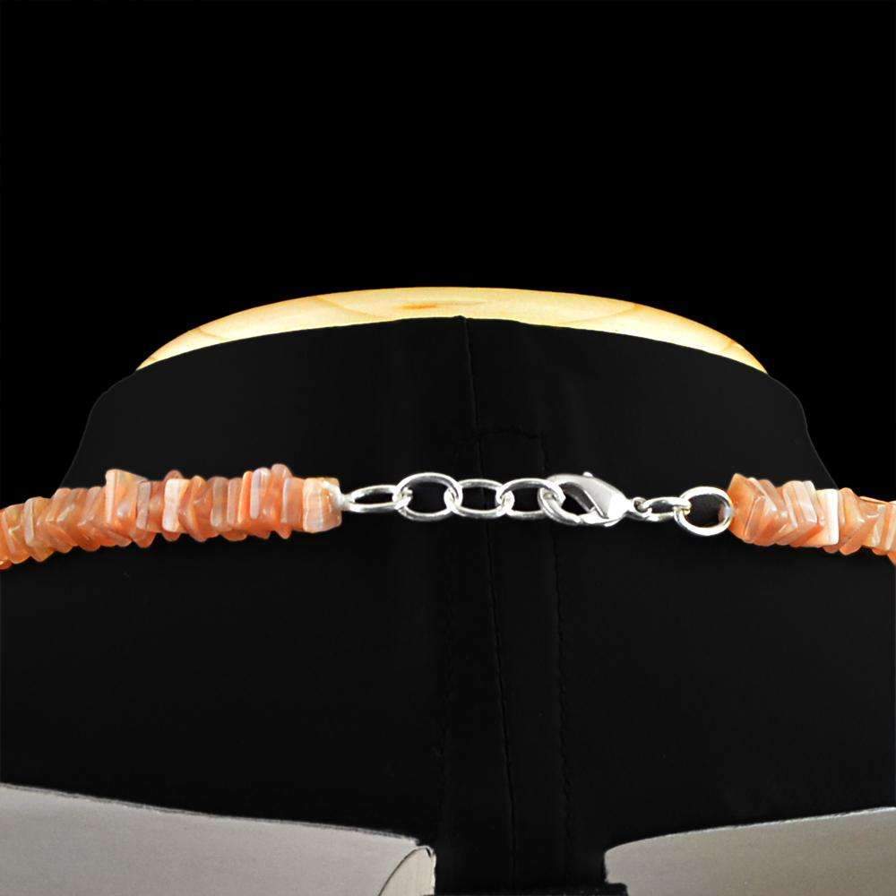 gemsmore:Natural Moonstone Necklace 20 Inches Long Single Strand Untreated Beads