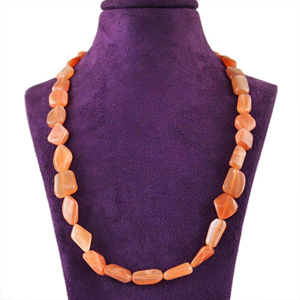 gemsmore:Natural Moonstone Necklace 20 Inches Long Untreated Beads