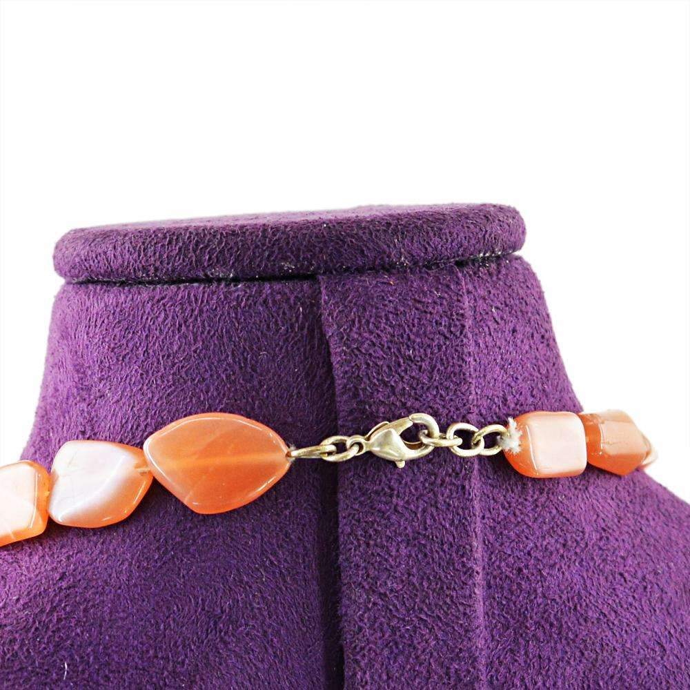 gemsmore:Natural Moonstone Necklace 20 Inches Long Untreated Beads