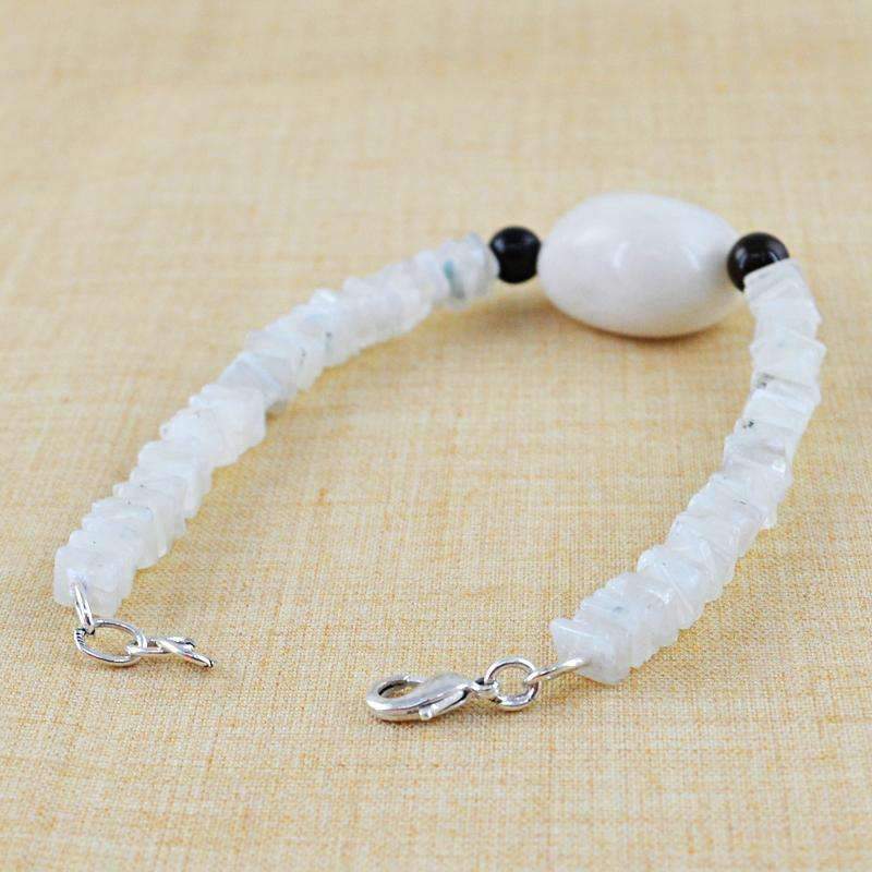 gemsmore:Natural Moonstone & Smoky Quartz Beads Bracelet