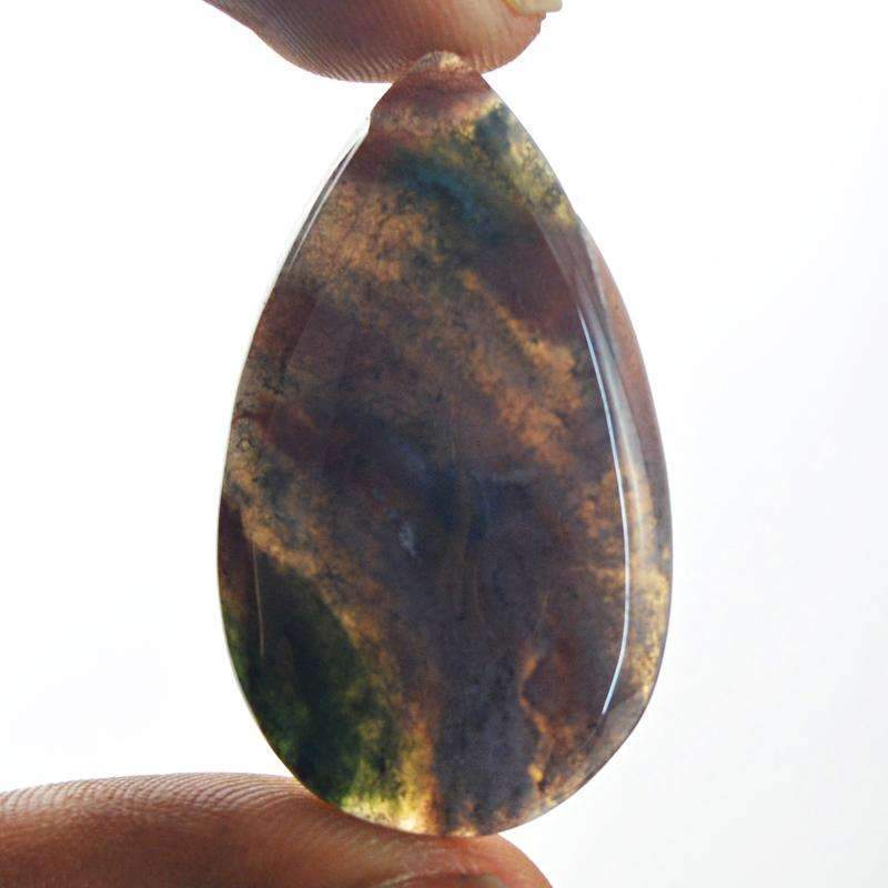 gemsmore:Natural Moss Agate Gemstone Pear Shape