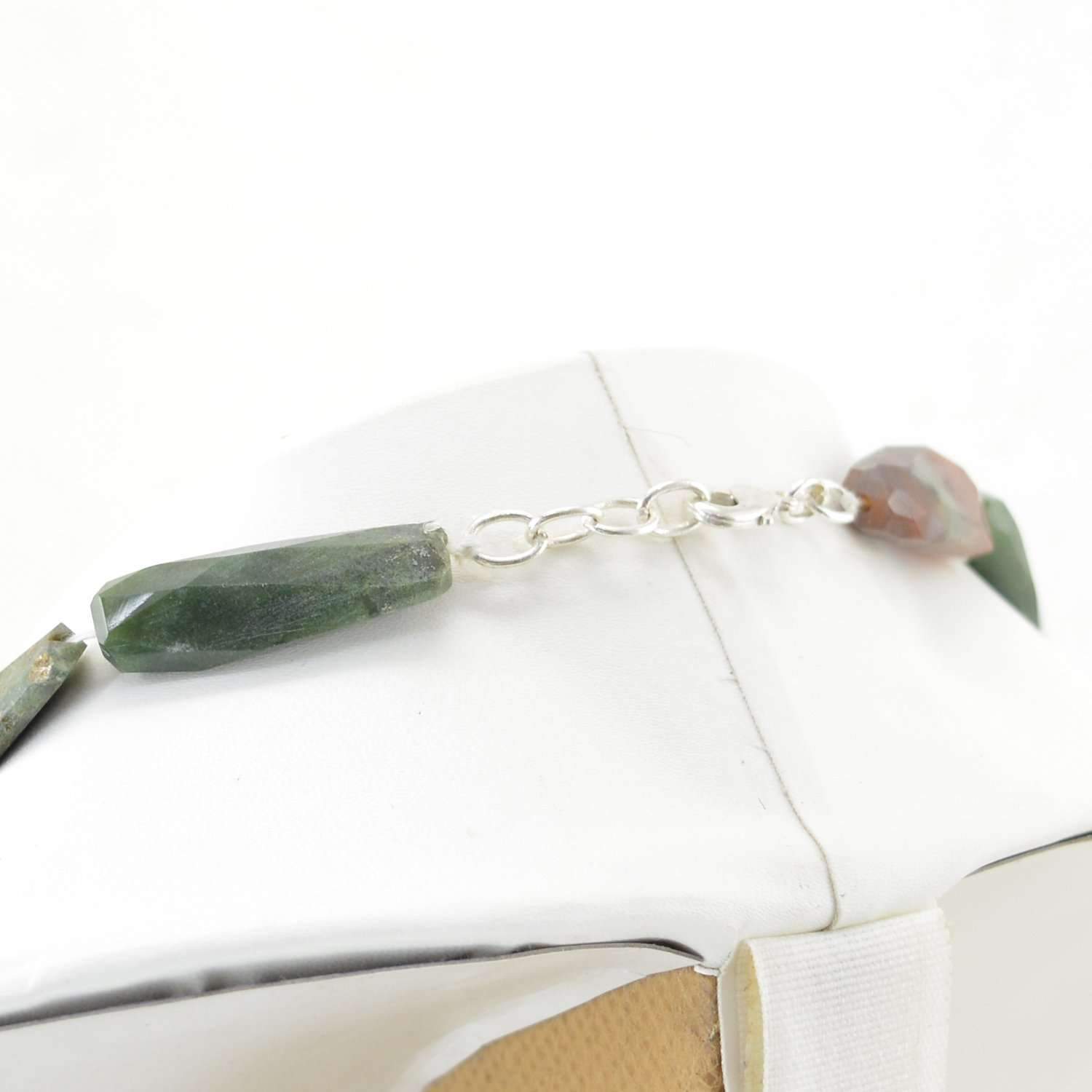 gemsmore:Natural Moss Agate Necklace Untreated Faceted Beads