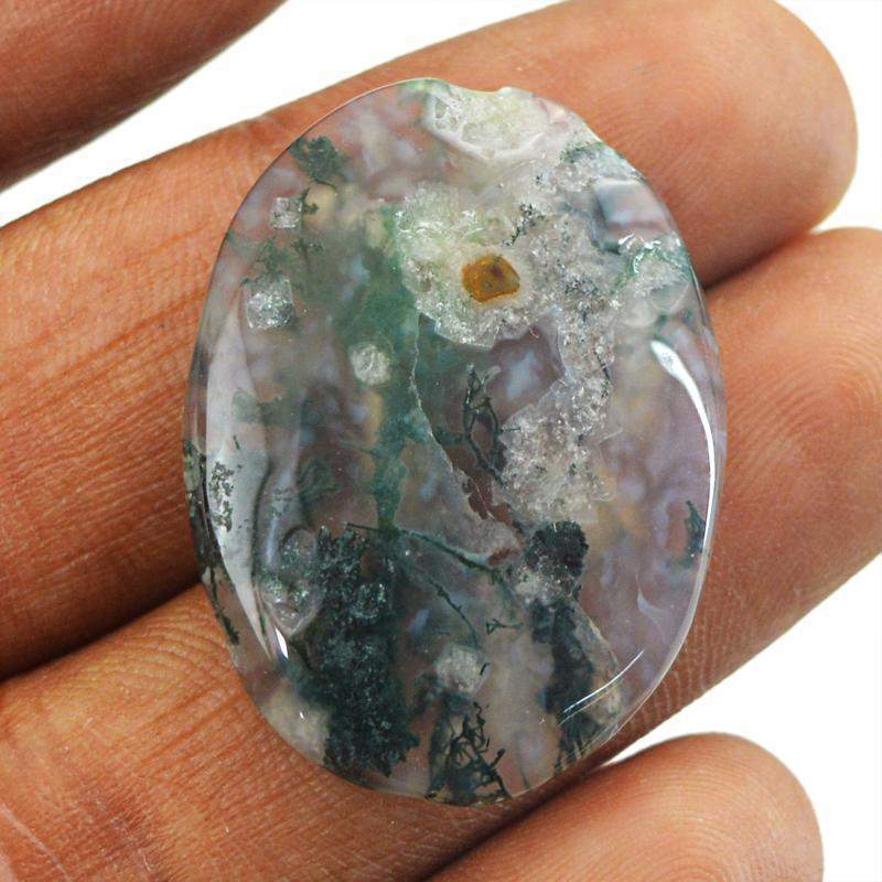 gemsmore:Natural Moss Agate Oval Shape Loose Gemstone