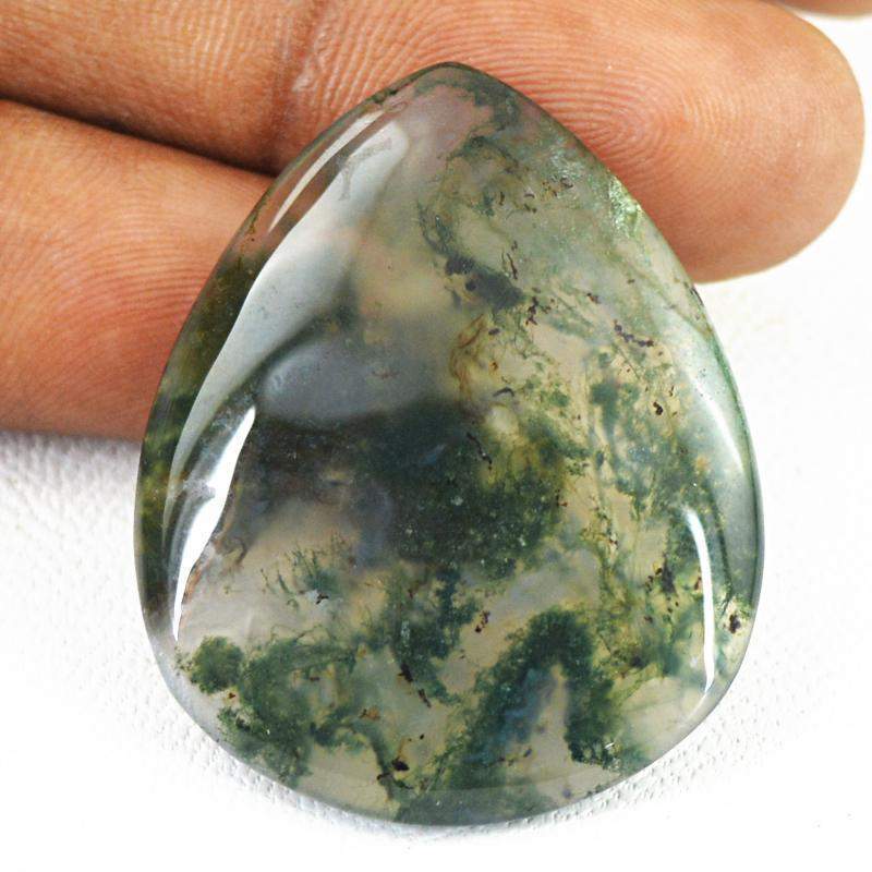 gemsmore:Natural Moss Agate Pear Shape Loose Gemstone