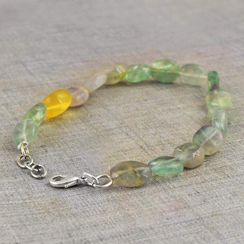 gemsmore:Natural Multicolor Fluorite Bracelet Oval Shape Beads
