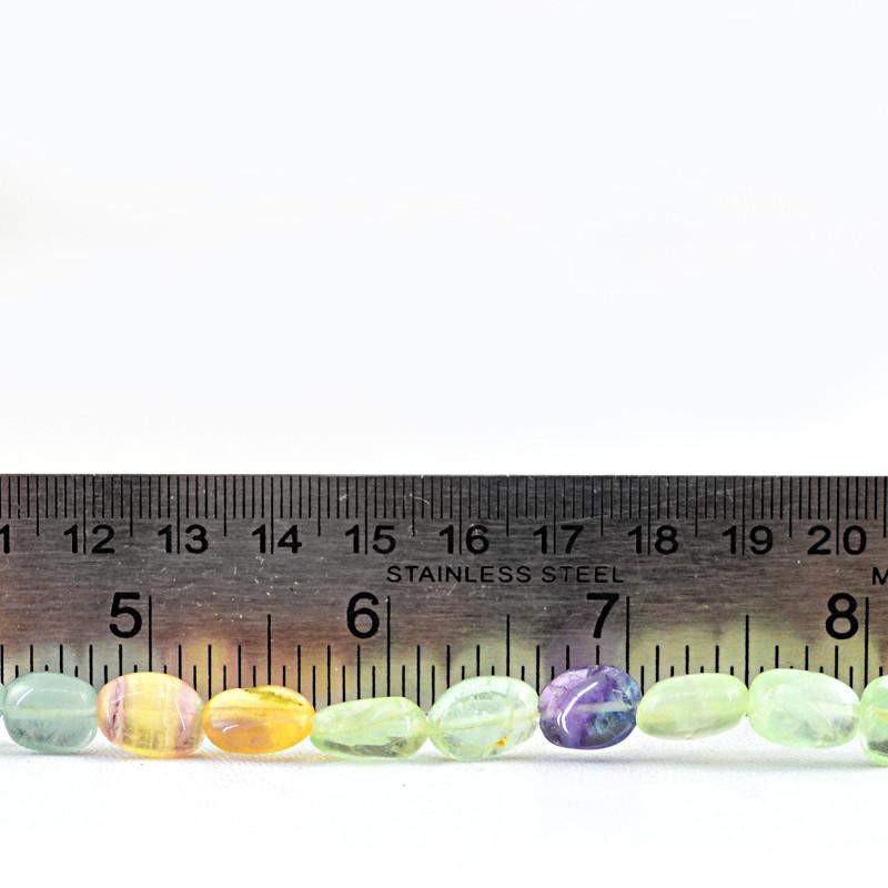 gemsmore:Natural Multicolor Fluorite Drilled Beads Strand