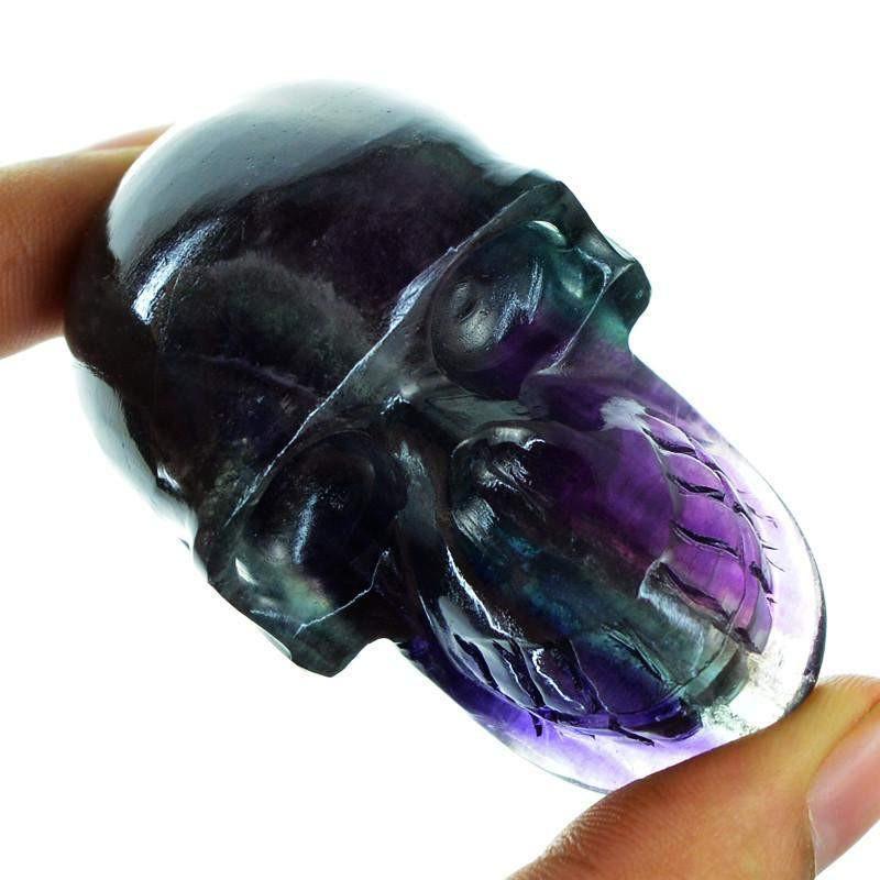 gemsmore:Natural Multicolor Fluorite Gemstone Hand Carved Skull