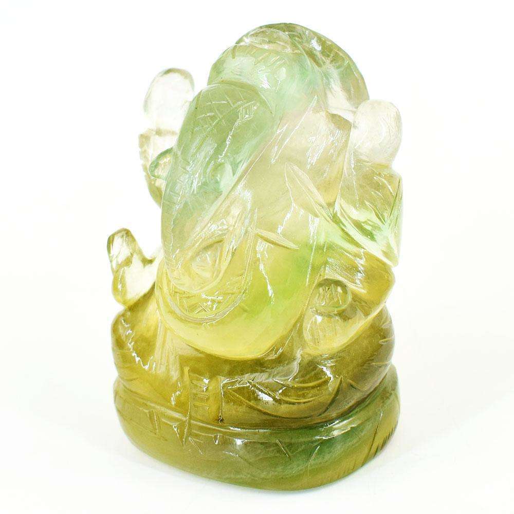 gemsmore:Natural Multicolor Fluorite Hand Carved Genuine Crystal Gemstone Carving Lord Ganesha