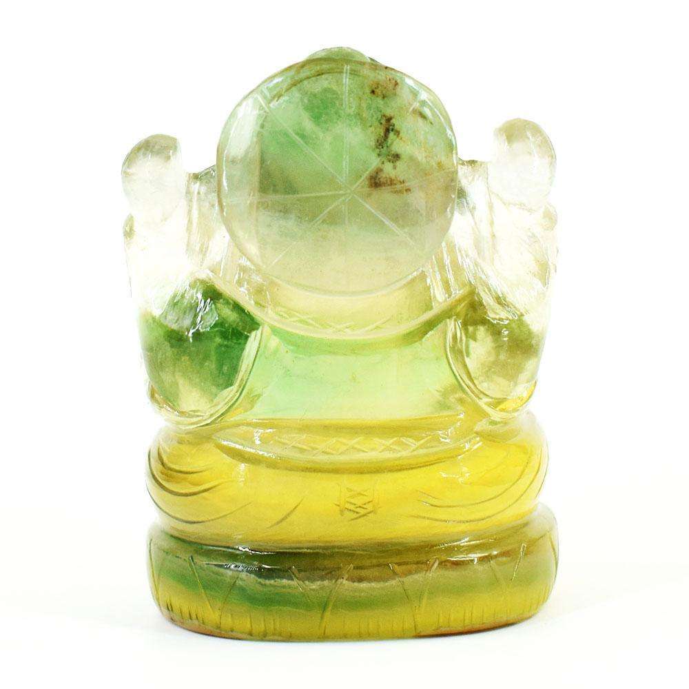 gemsmore:Natural Multicolor Fluorite Hand Carved Genuine Crystal Gemstone Carving Lord Ganesha
